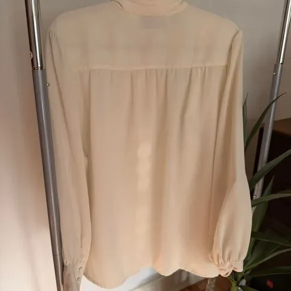 Vintage Cream Sheer Blouse – Romantic Coquette Cottagecore Button Detail Top - Picture 3 of 6
